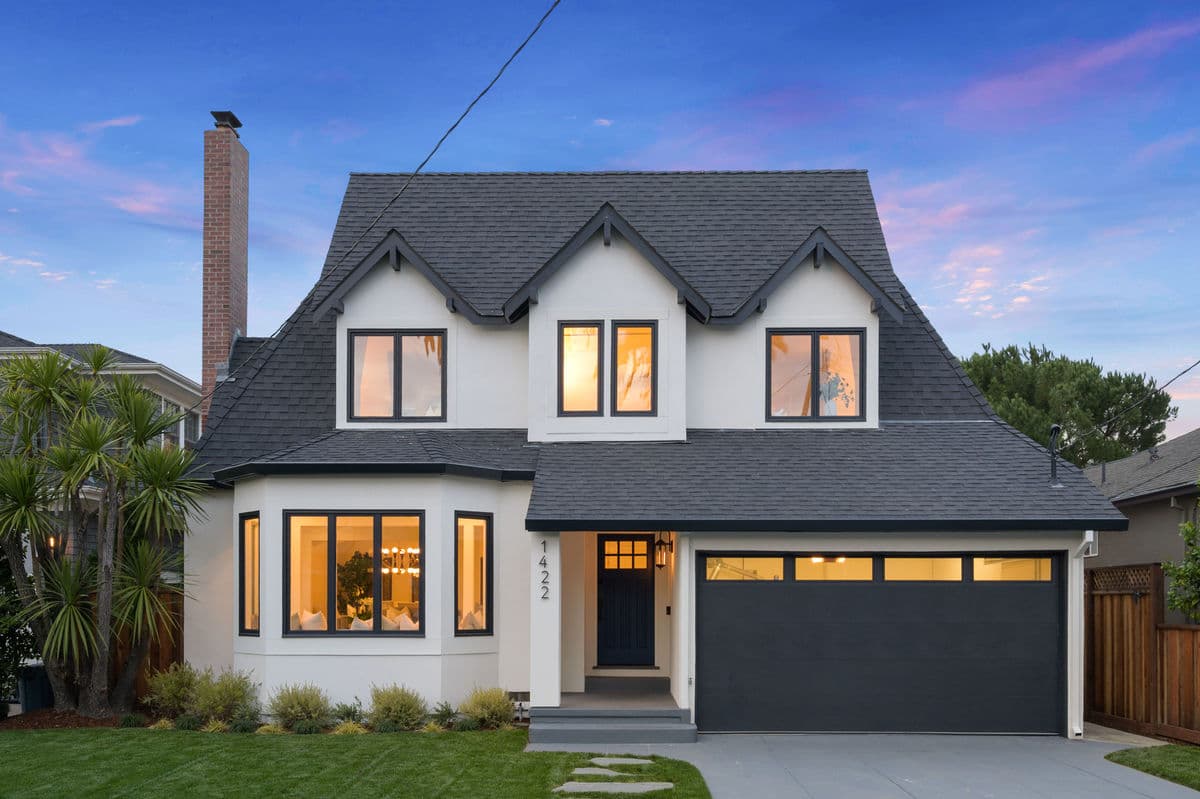 White Tudor-style home exterior painting San Francisco Bay Area